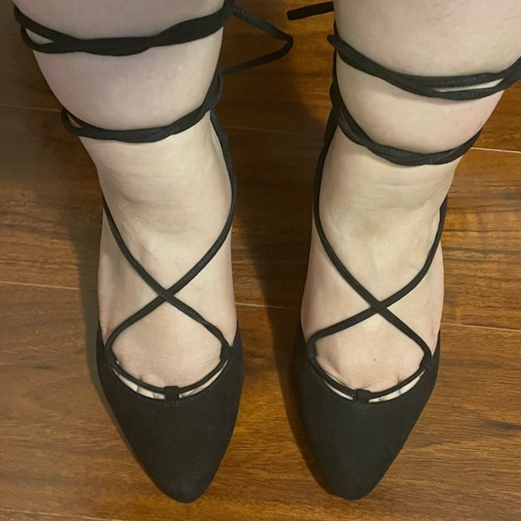 Call It Spring Black Suede Lace Up Heels - Picture 4 of 6